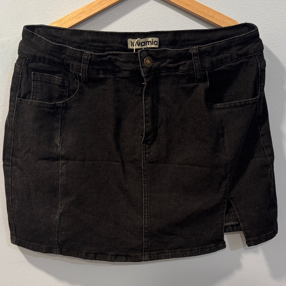 Luvamia Women's Black Denim Skort